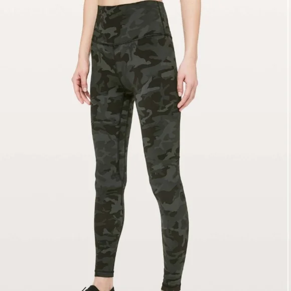 SOLD Sz 8 Lulu Align Leggings Full Length 28" Incognito Camo Multi Gator Green. - Picture 1 of 10